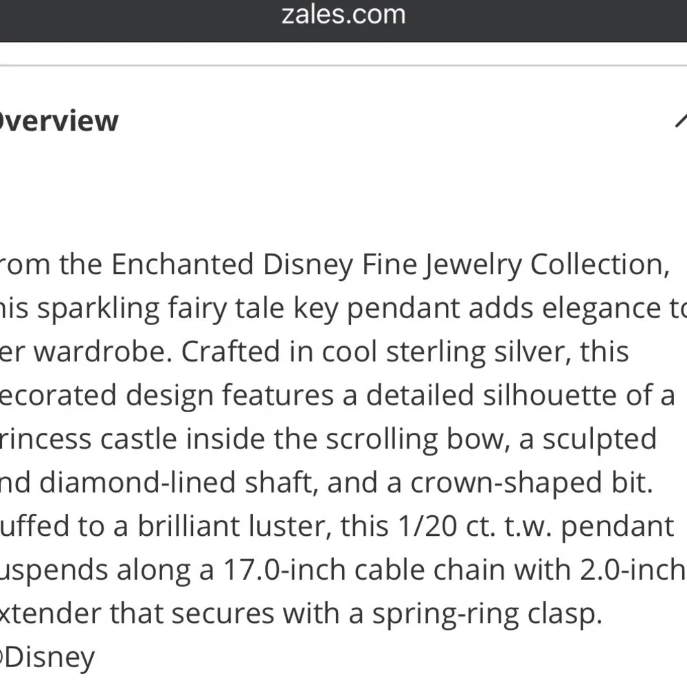 Disney Enchanted Fine Jewelry Castle Key Necklace-sterling silver, diamond - Picture 10 of 10